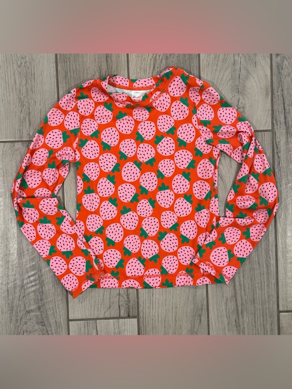 Hanna Andersson Strawberry Print Rash Guard| size 10